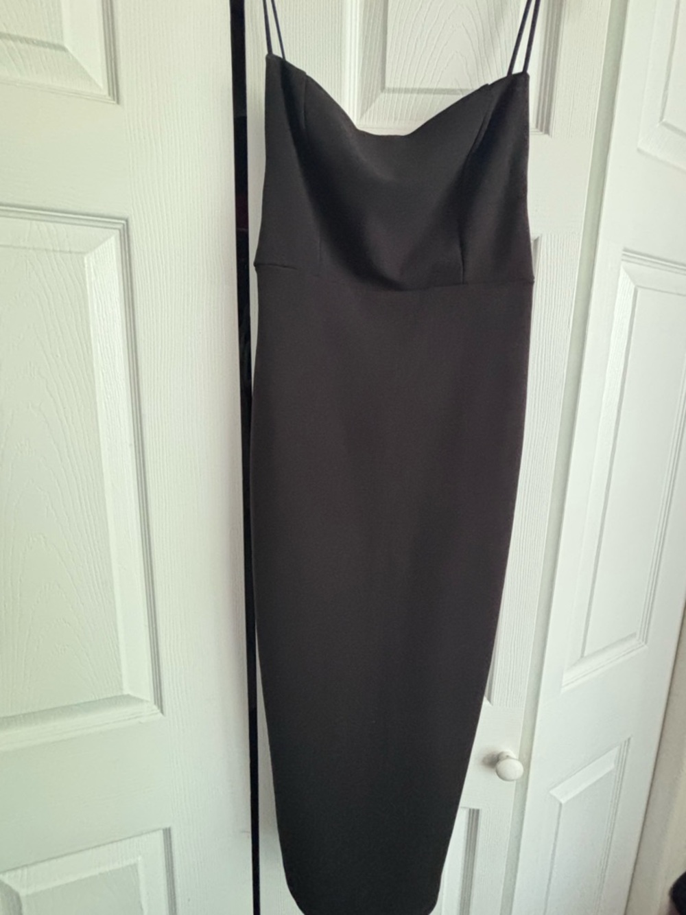 Hello Molly Black Satin Cowl-Neck Midi Slip Dress